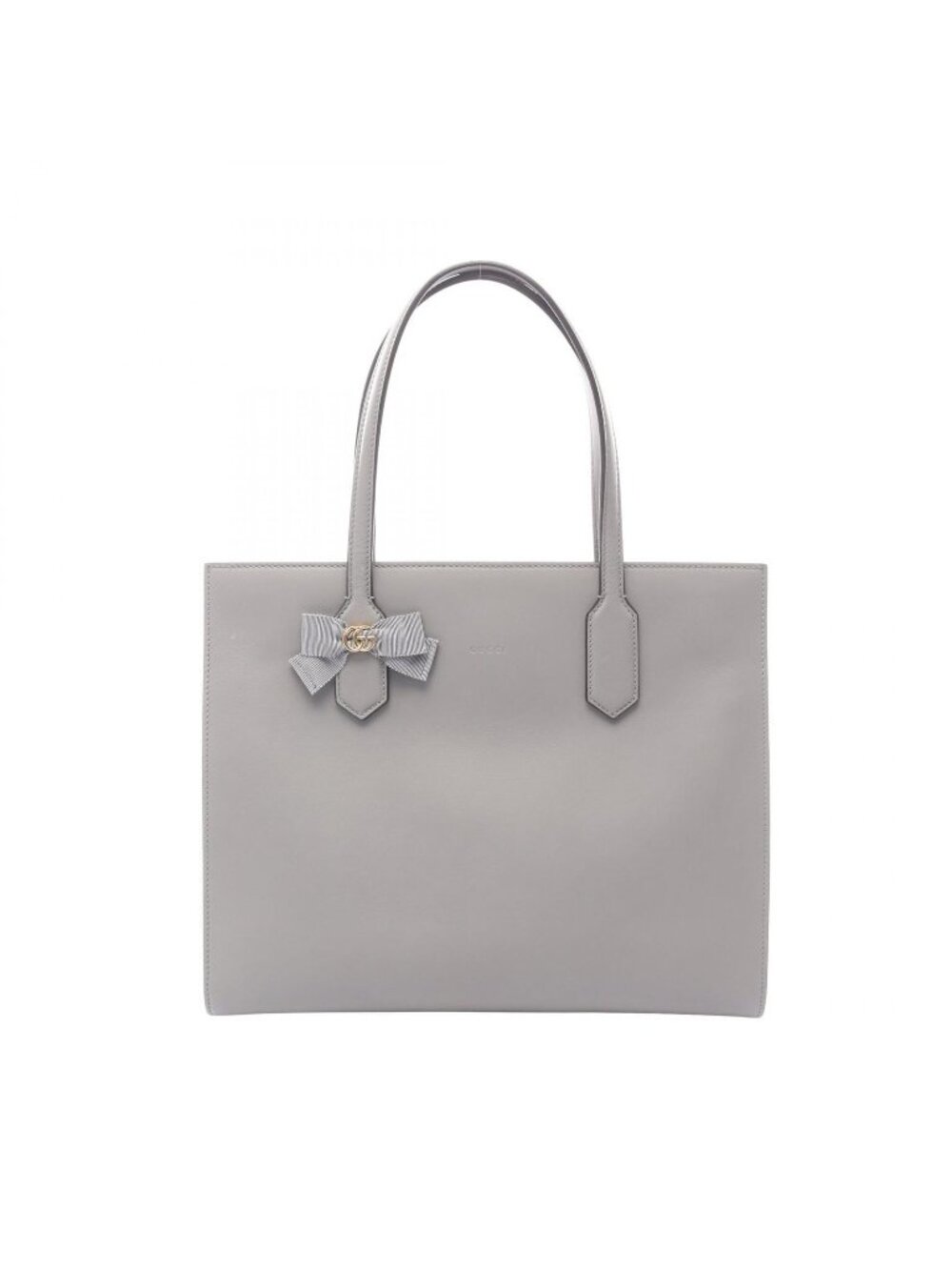 Gucci Tote GG Ribbon Gray Leather